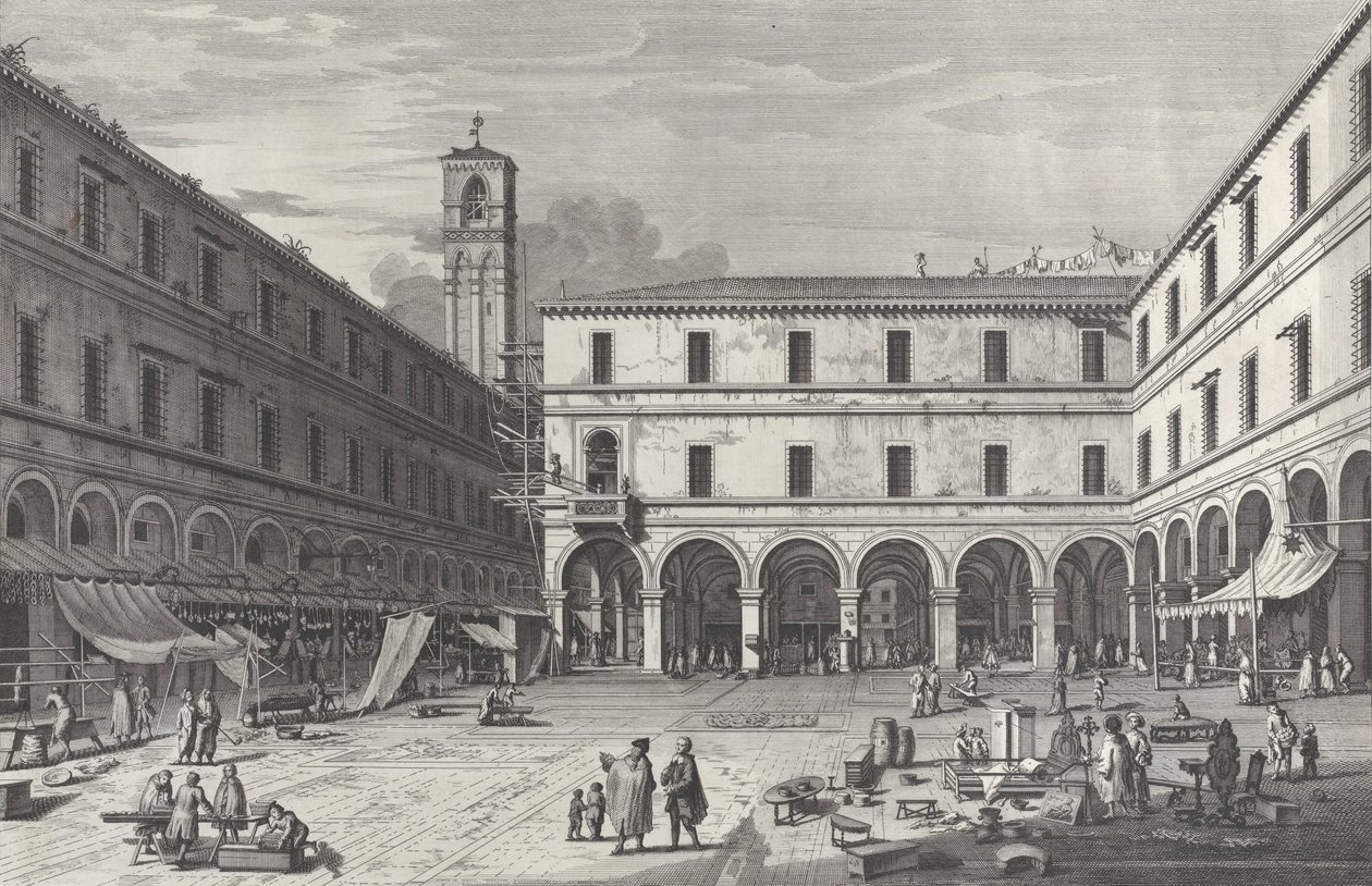Näkymä torille lähellä San Giacomon kirkkoa, 1763, 1763. tekijältä Giovanni Battista Brostoloni