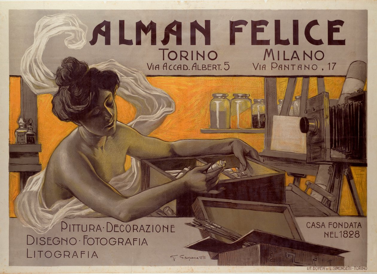 Mainosjuliste Alman Felicelle, Torino - Milano, Italia tekijältä Giovanni Battista Carpanetto