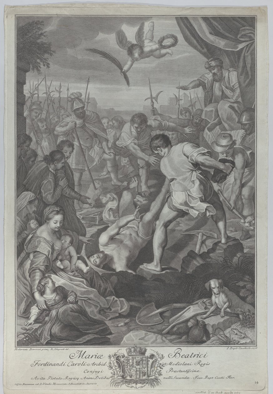 Elävästi haudattavan Milanolaisen Pyhän Vitaliksen marttyyrikuolema, 1776 tekijältä Giovanni Battista Cecchi
