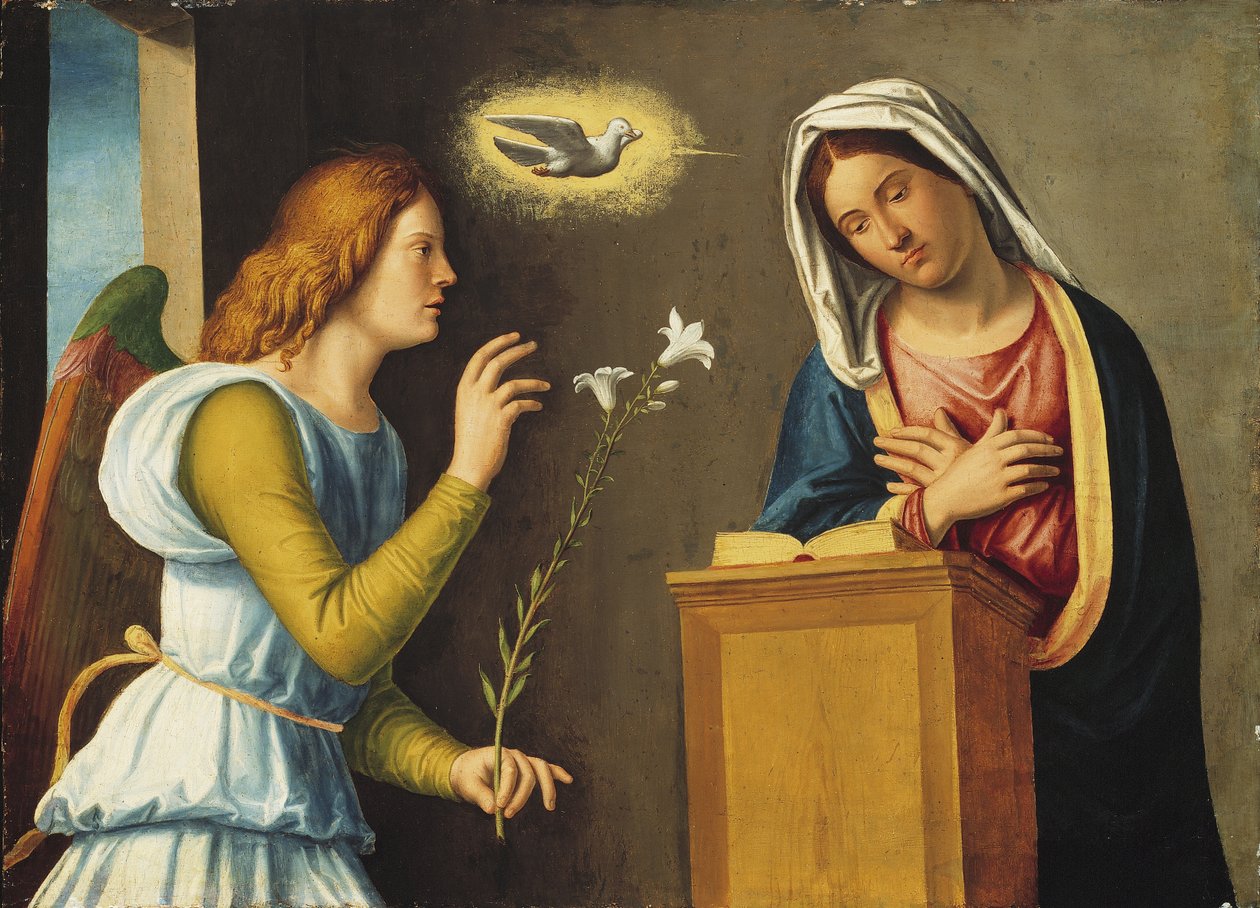 Ilmoitus Neitsyelle, 150005 (maali puulevylle) tekijältä Giovanni Battista Cima da Conegliano