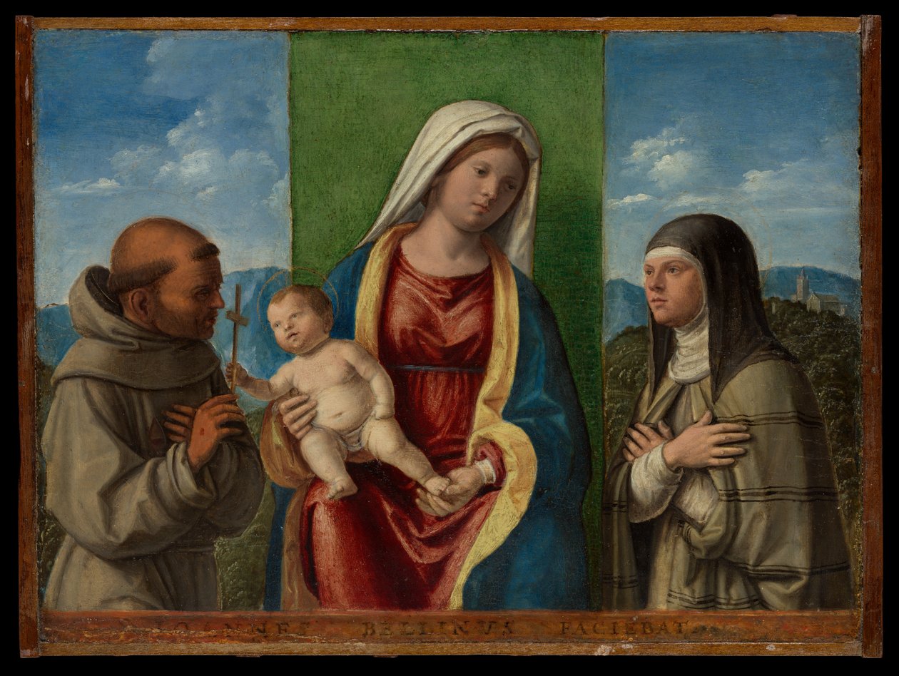 Madonna ja lapsi sekä pyhimykset Francis ja Clare tekijältä Giovanni Battista Cima da Conegliano