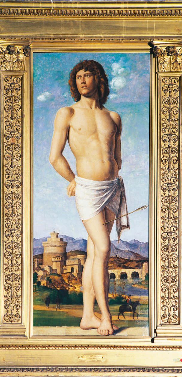 St Sebastian, n. 1502 (öljy paneelissa) tekijältä Giovanni Battista Cima da Conegliano