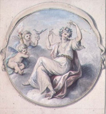 Venus sitoo hiuksensa seppeleellä, mukana Cupids tekijältä Giovanni Battista Cipriani