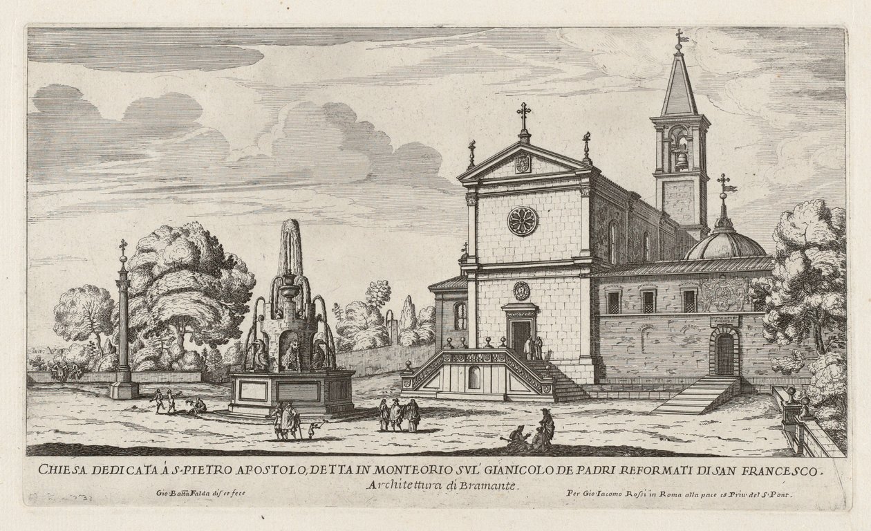 S. Pietro Apostololle omistettu kirkko (San Pietro in Montorio) tekijältä Giovanni Battista Falda