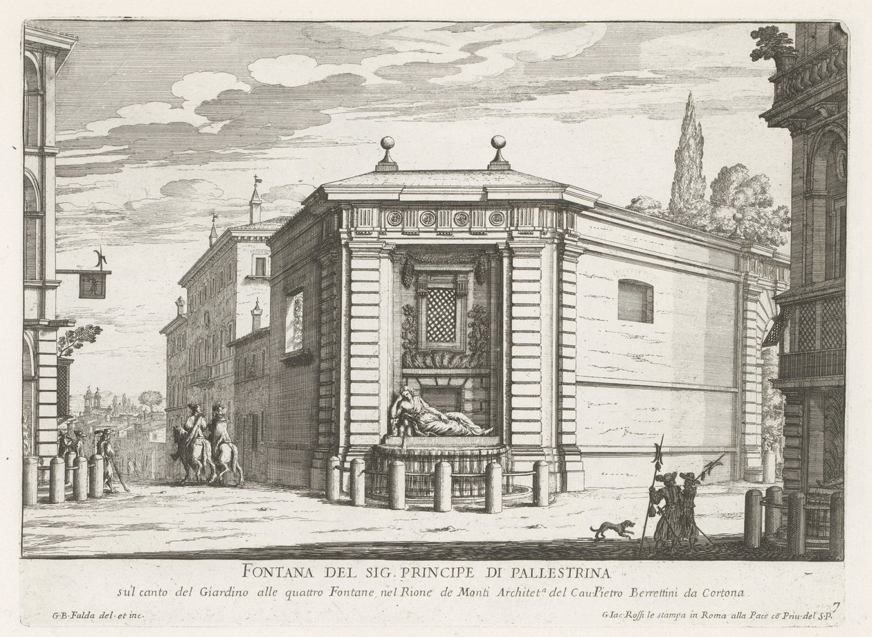 Dianafontein van de Quattro Fontane te Rome Suihkulähde Mr. Principe di Pallestrina (otsikko esineessä) Fountains of Rome (sarjan nimi) Fonteinen van Rome (sarjan nimi) tekijältä Giovanni Battista Falda