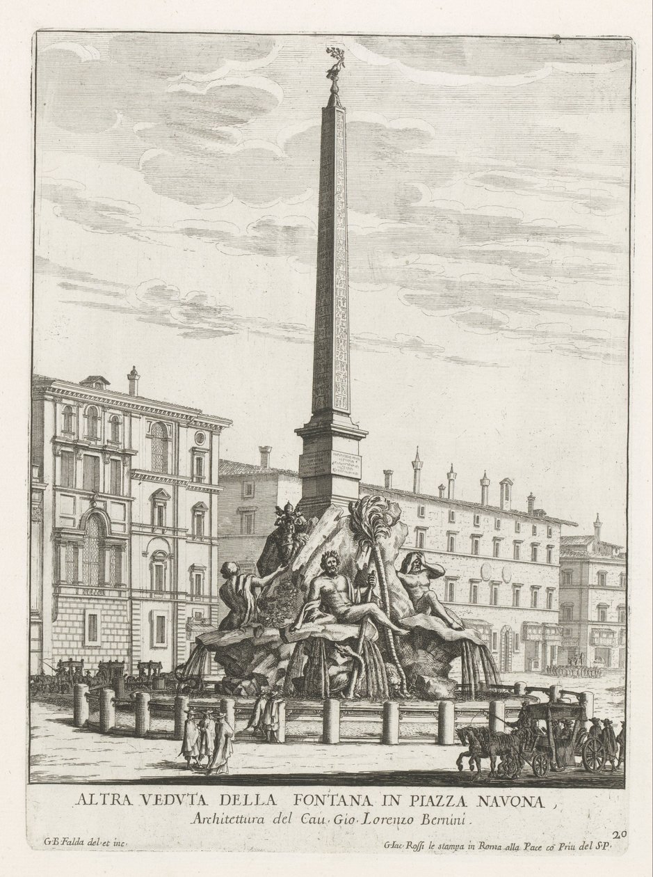 Vierstromenfontein Piazza Navona te Roomassa Fontana Piazza Navonalla (otsikko esineessä) Fontane di Roma (sarjan nimi) Fonteinen van Rome (sarjan nimi) tekijältä Giovanni Battista Falda