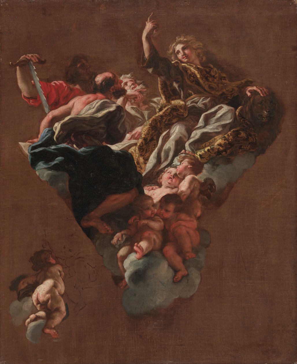 Luonnos Israelin neljälle profeettaalle Il Gesùlle, Rooma, n. 1675-1677. tekijältä Giovanni Battista Gaulli