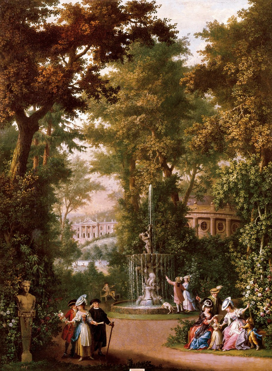 Puutarhakohtaukset, c. 1765 (öljy kankaalle) tekijältä Giovanni Battista Innocenzo Colombo
