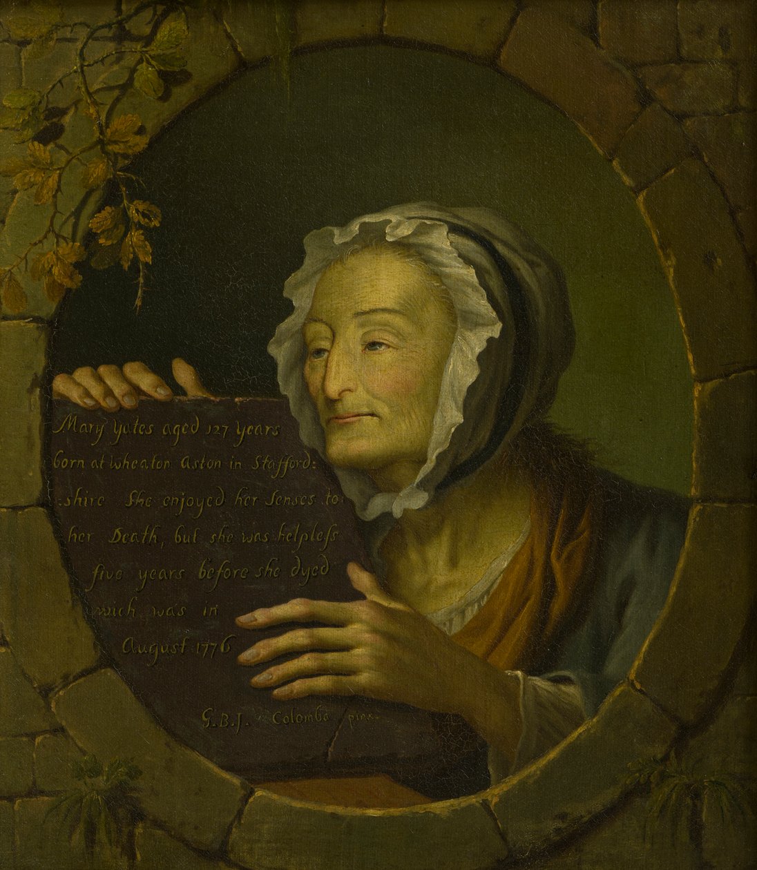 Muotokuva Mary Yatesista (1649-1776) (öljy kankaalle) tekijältä Giovanni Battista Innocenzo Colombo