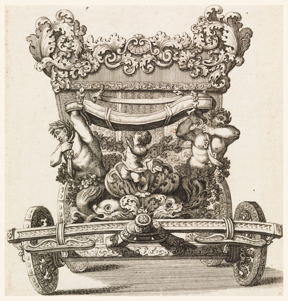 Näkymä ensimmäisestä vaunusta edestä (1686 Lord Castlemaine, Andrea Cornelly Ciro Ferrin jälkeen, 1687-1700 tekijältä Giovanni Battista Lenardi