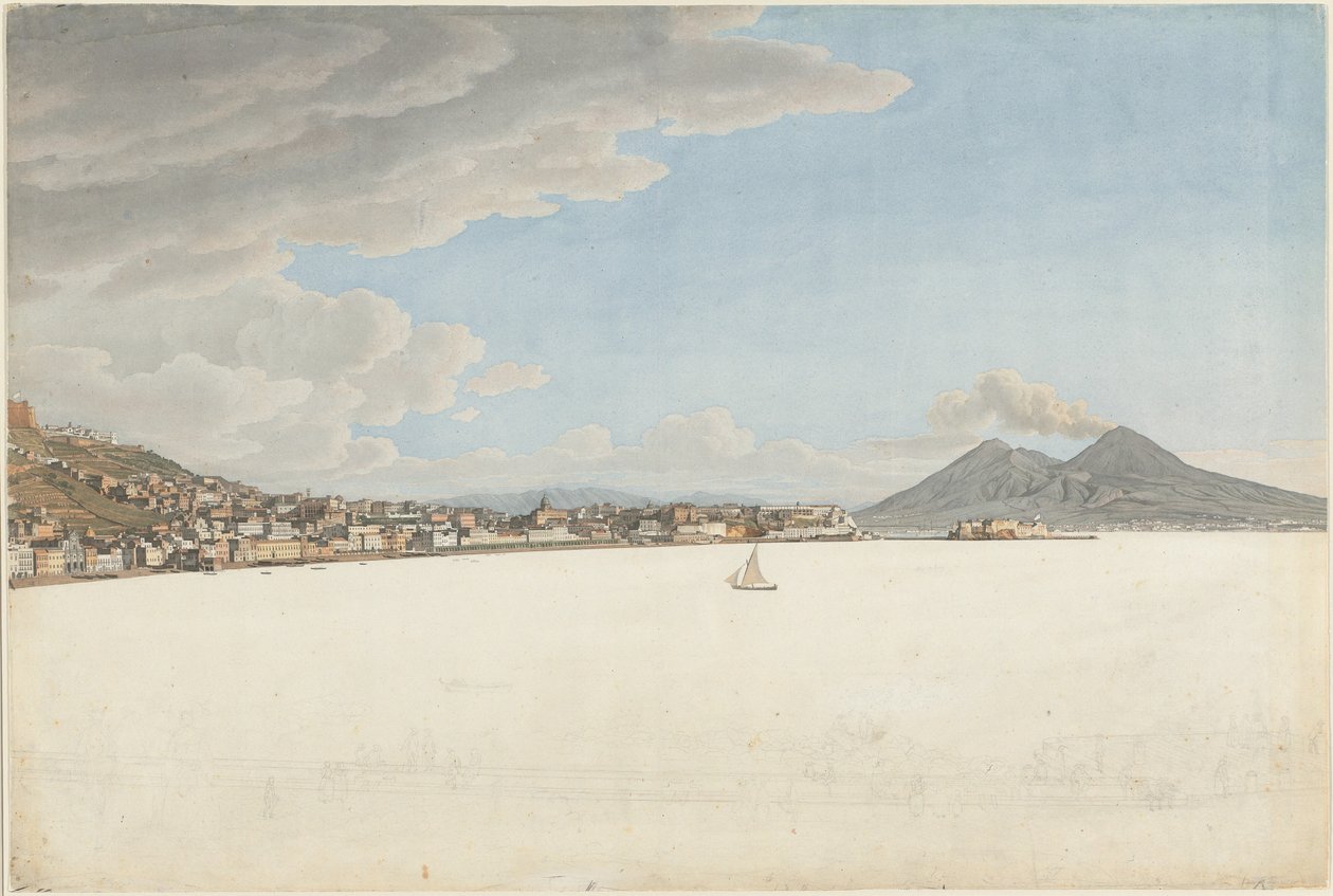 Napolinlahti Vesuvius- ja Somma-vuorilla tekijältä Giovanni Battista Lusieri
