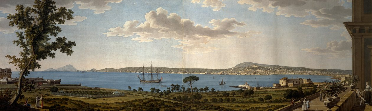 Näkymä Posillipoon ja Napoliin Porticista tekijältä Giovanni Battista Lusieri