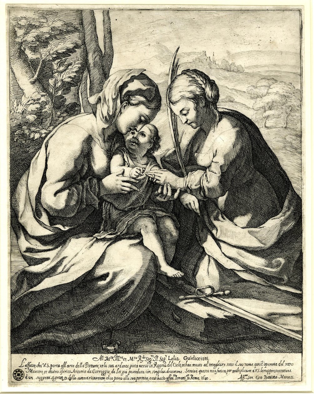 Giovanni Battista Mercati - Pyhän Katariinan mystinen avioliitto, jonka sormeen Kristus asettaa sormuksen; Correggion mukaan. 1620, 1837,0408.160 tekijältä Giovanni Battista Mercati