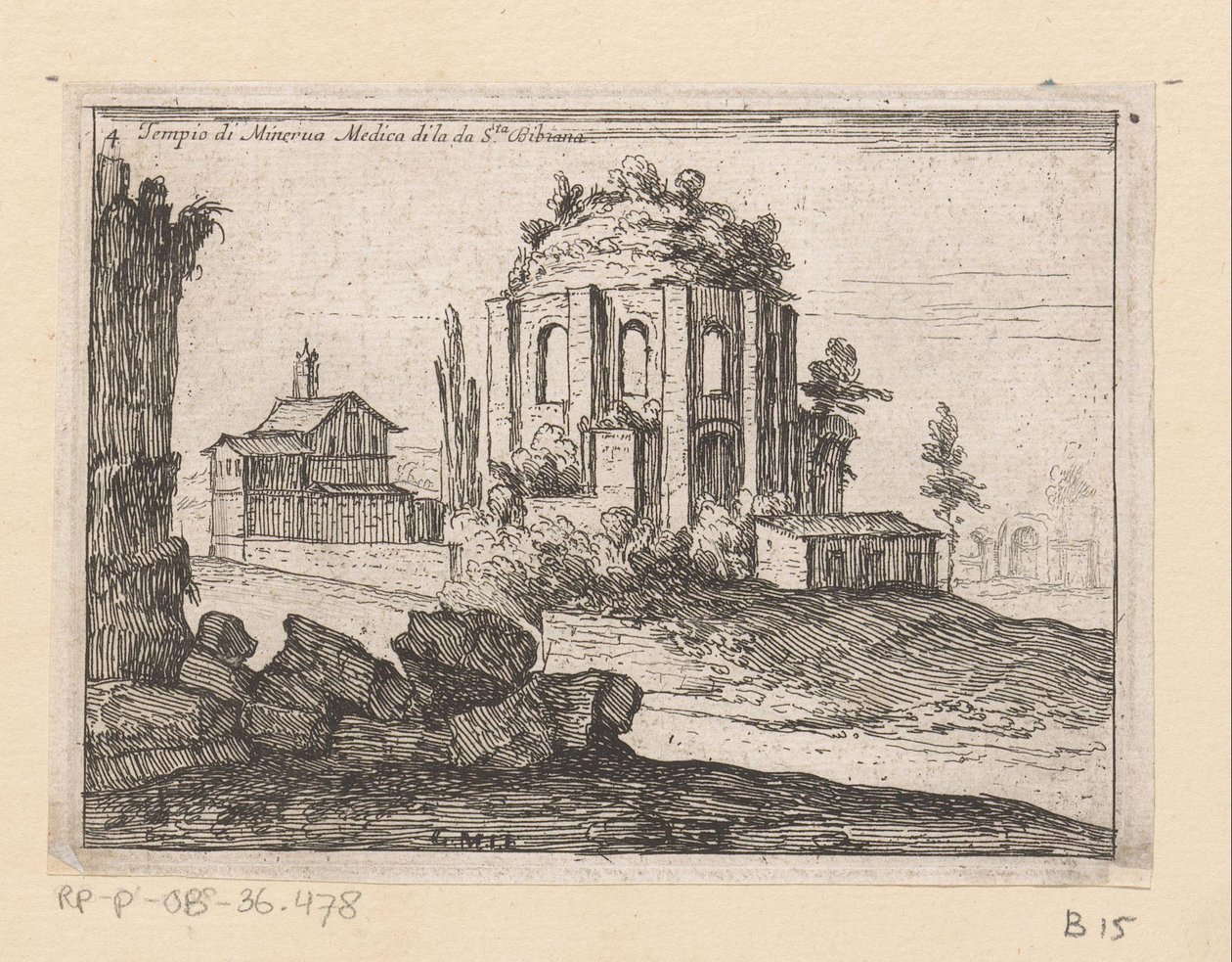 Resten van de Tempel van Minerva Medica maisemassa Minerva Medica di la da S.ta Bibianan temppeli (otsikko esineessä) Gezichten op Rome (sarjan nimi) Muutamia näkymiä Rooman asumattomista paikoista (sarjan nimi) tekijältä Giovanni Battista Mercati
