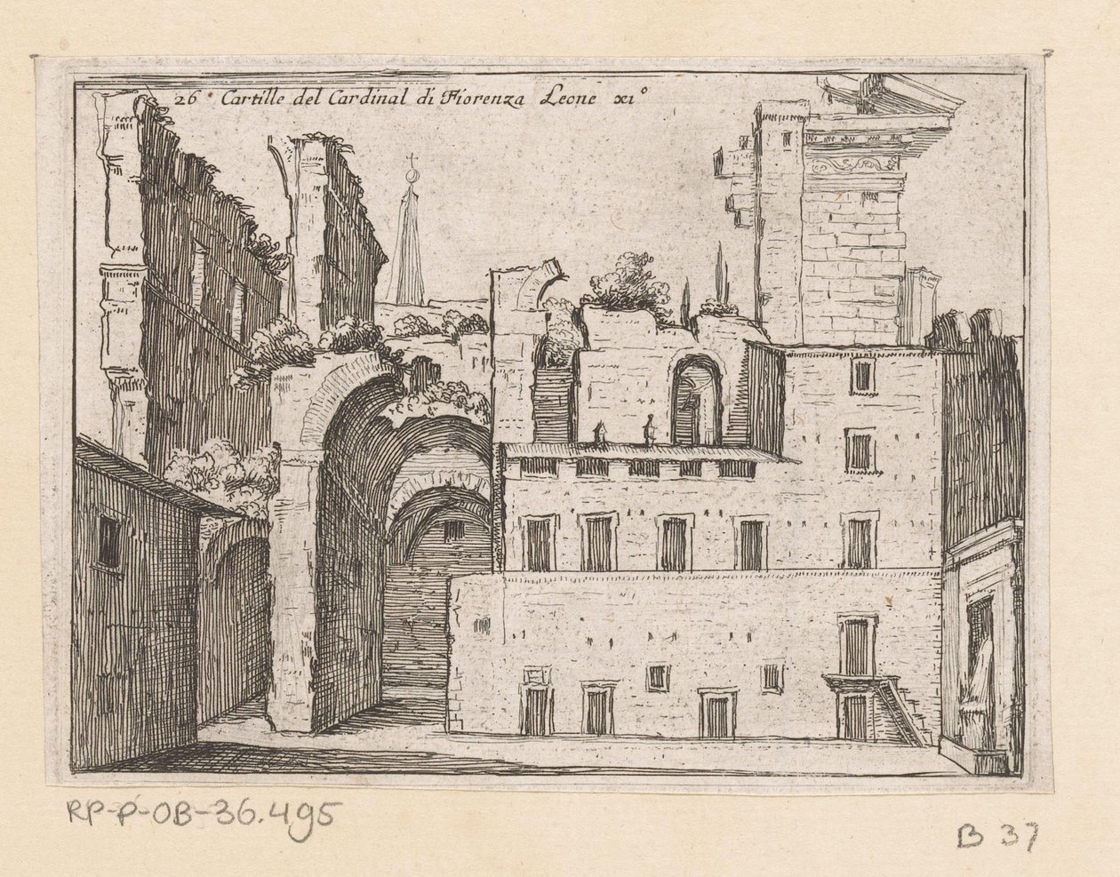 Resten van het Serapeum te Rome Kardinaali di Fiorenza Leone XI:n cartille (otsikko esineessä) Gezichten op Rome (sarjan nimi) Muutamia näkymiä Rooman asumattomista paikoista (sarjan nimi) tekijältä Giovanni Battista Mercati