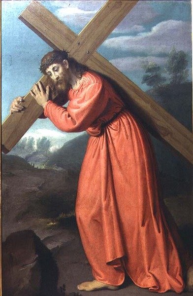 Kristus kantaa ristiä, noin 1565 tekijältä Giovanni Battista Moroni