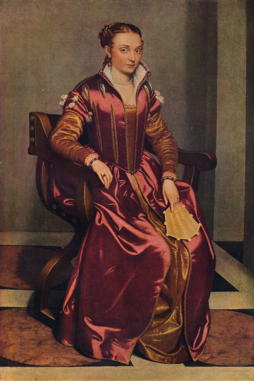 Lady La Daman muotokuva Rossossa, c1556 tekijältä Giovanni Battista Moroni