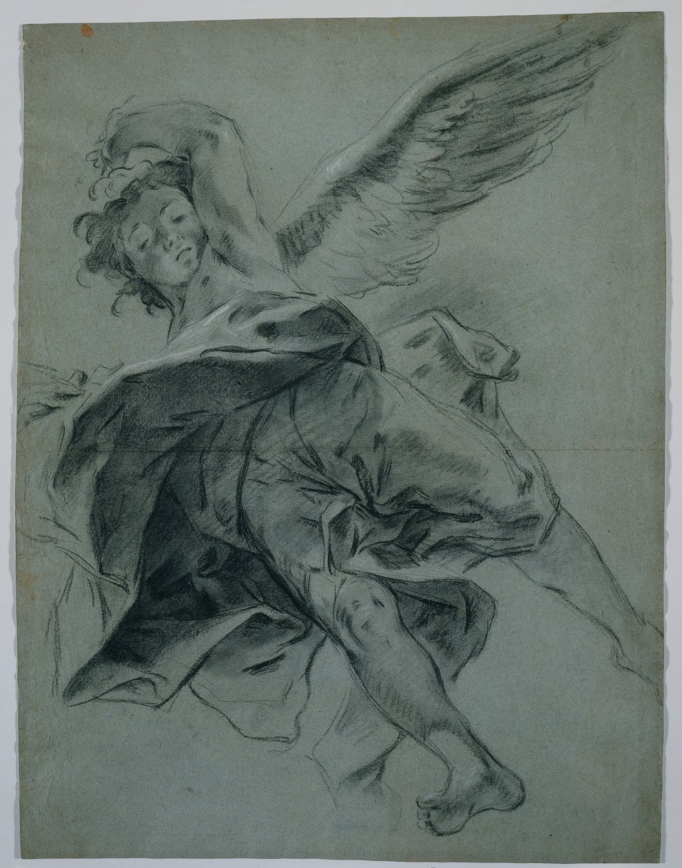 Lentävä enkeli recto, Studies of Hands Playing Instruments verso, 1723-1727. tekijältä Giovanni Battista Piazzetta