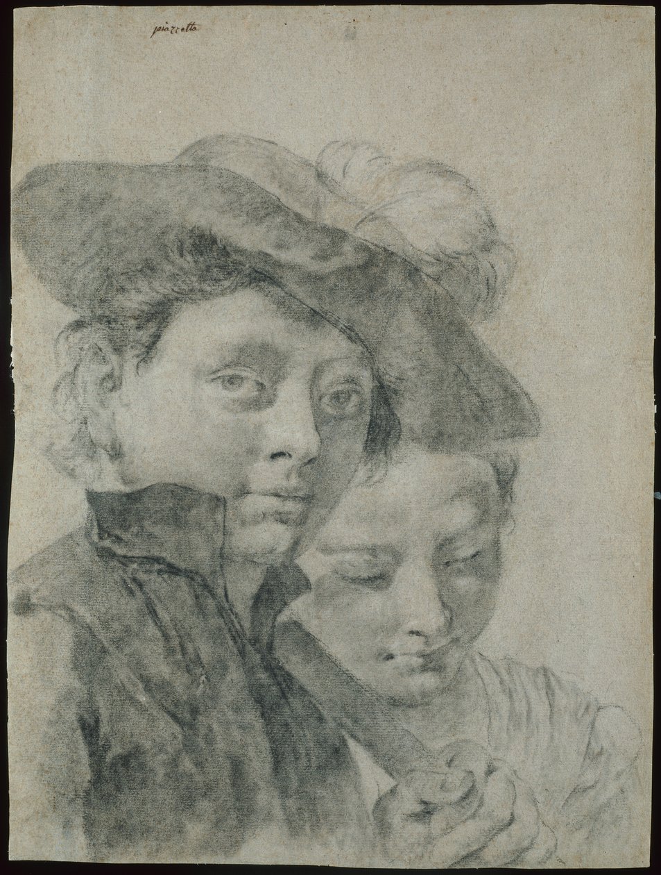 Nuori poika, jolla on hattu, ja nuori tyttö tekijältä Giovanni Battista Piazzetta