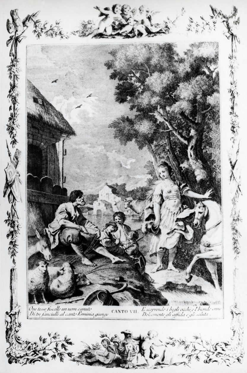 Erminiaa tervehtii paimen, kanto VII, Jerusalem luovutettu tekijältä Giovanni Battista Piazzetta
