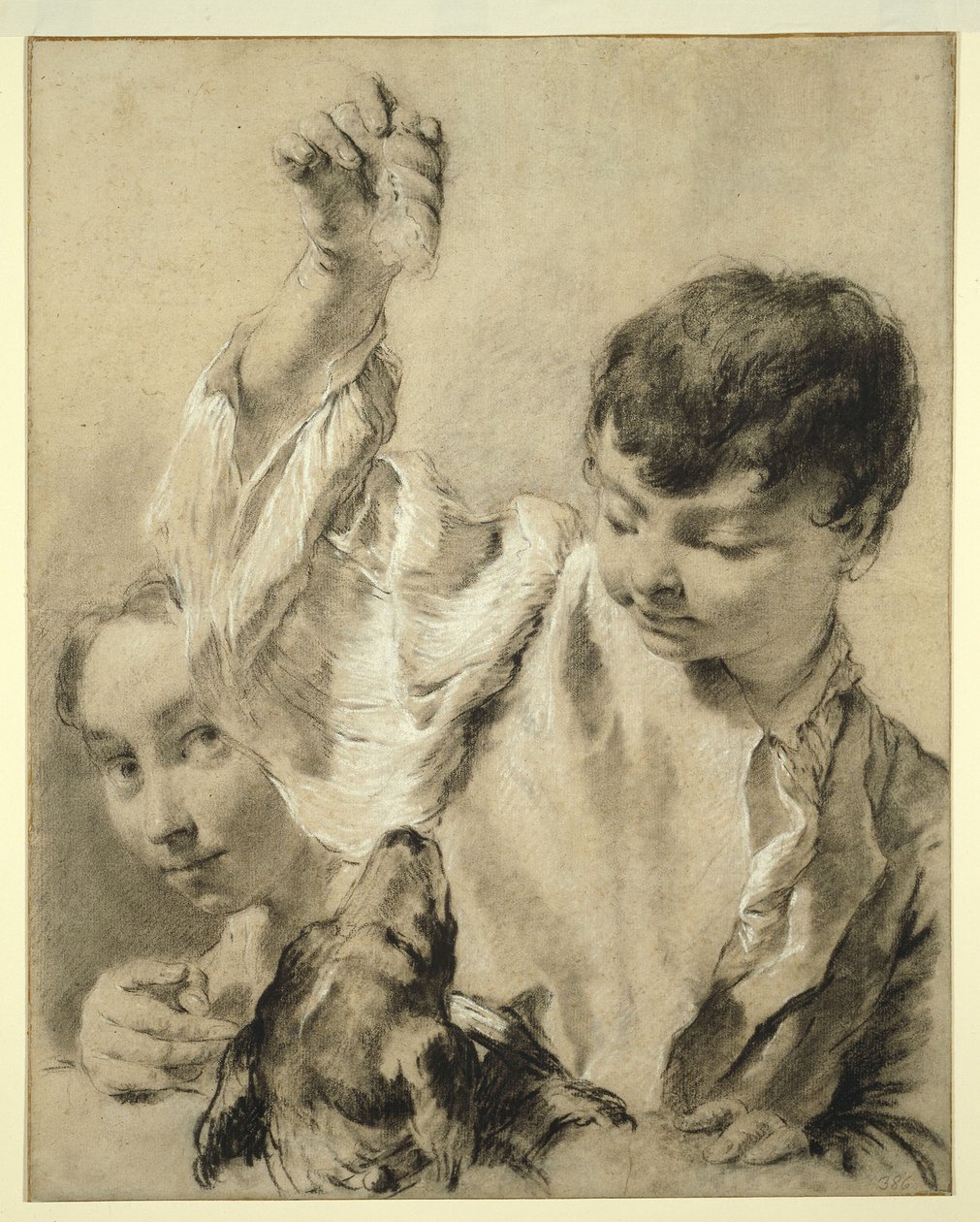 Giacomo ruokkii koiraa tekijältä Giovanni Battista Piazzetta