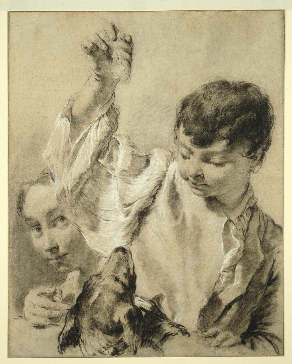 Giacomo ruokkii koiraa tekijältä Giovanni Battista Piazzetta