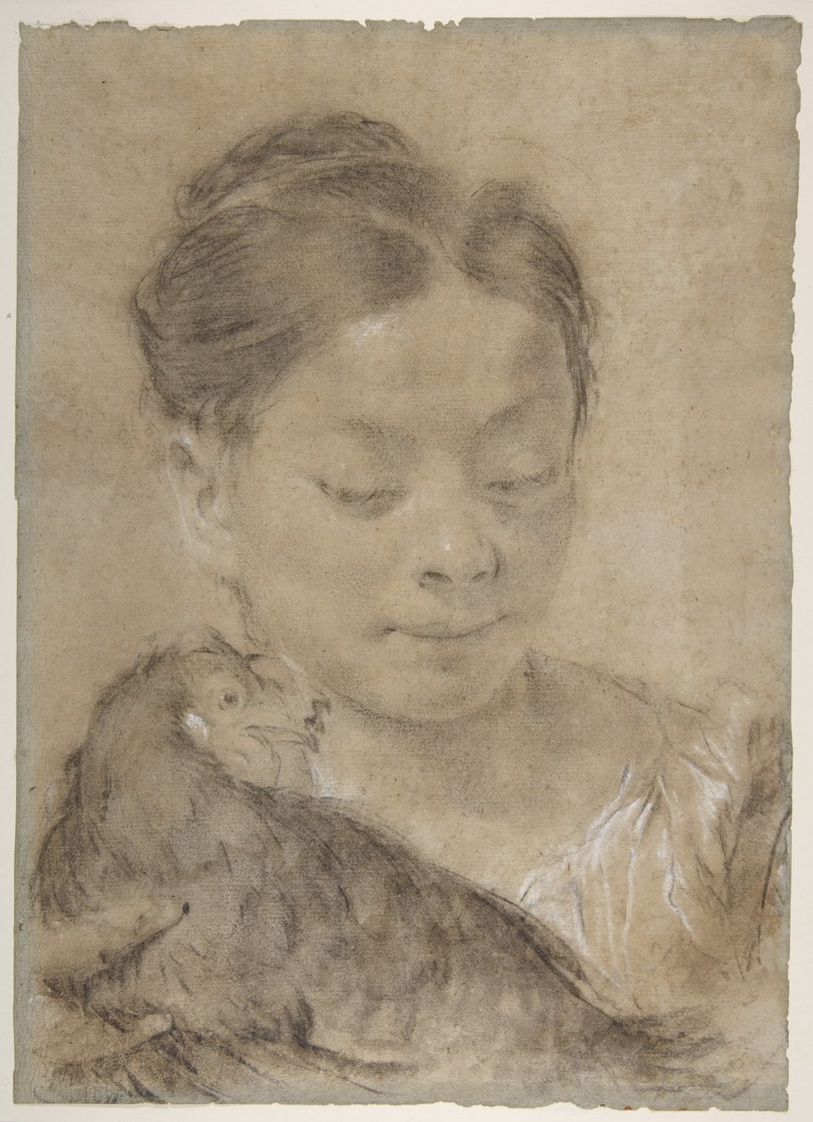 Tyttö ja kana tekijältä Giovanni Battista Piazzetta