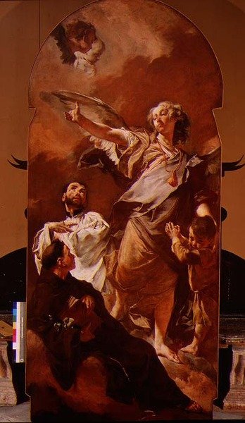 Suojelusenkeli St. Anthony Padovalaisen ja St. Gaetano Thienen kanssa tekijältä Giovanni Battista Piazzetta
