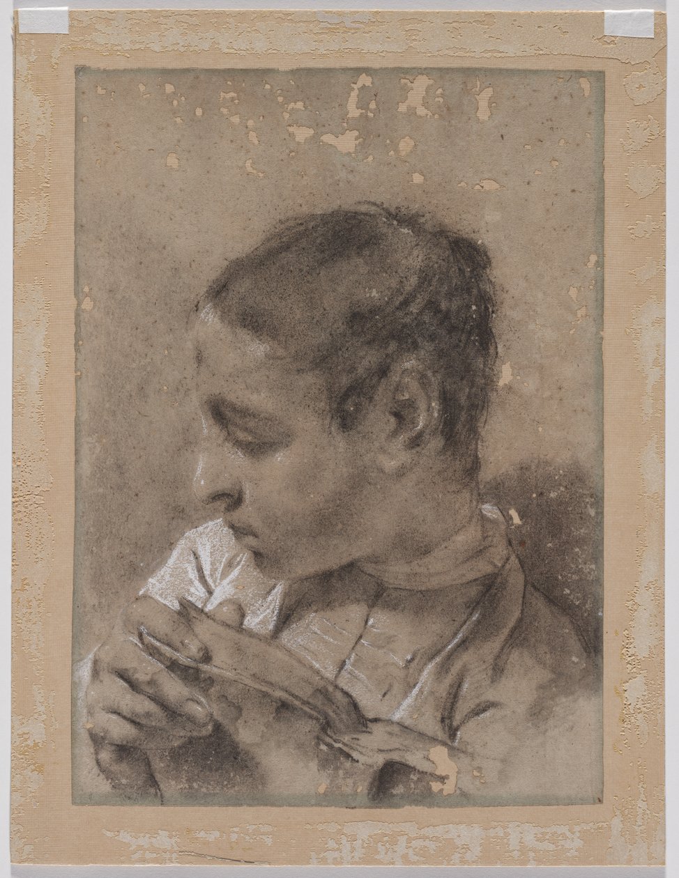 Nuoren miehen pää kirjan kanssa tekijältä Giovanni Battista Piazzetta