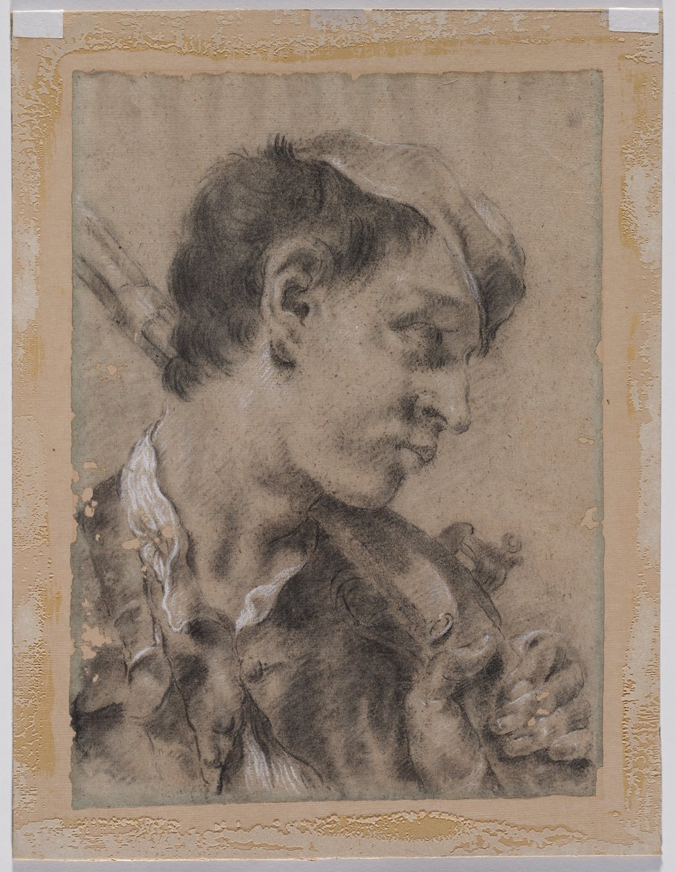 Nuoren miehen pää profiilissa ase olkapäällään tekijältä Giovanni Battista Piazzetta