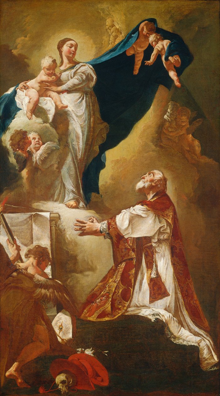 Madonna ja lapsi ilmestyvät Pyhälle Philip Nerille, luultavasti 1725 tai sen jälkeen. tekijältä Giovanni Battista Piazzetta