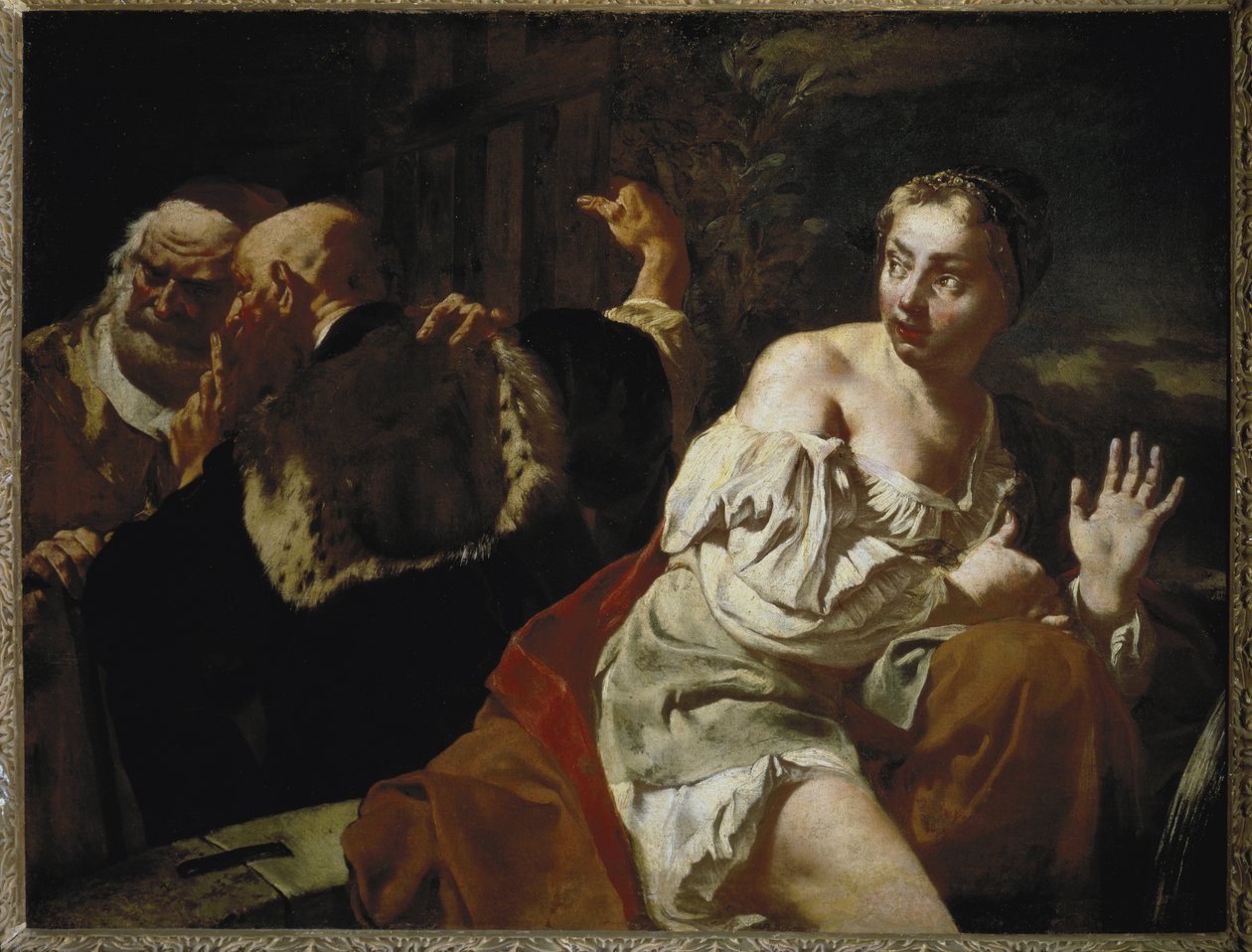 Suzanne ja vanhimmat - Öljy kankaalle, noin 1720 tekijältä Giovanni Battista Piazzetta