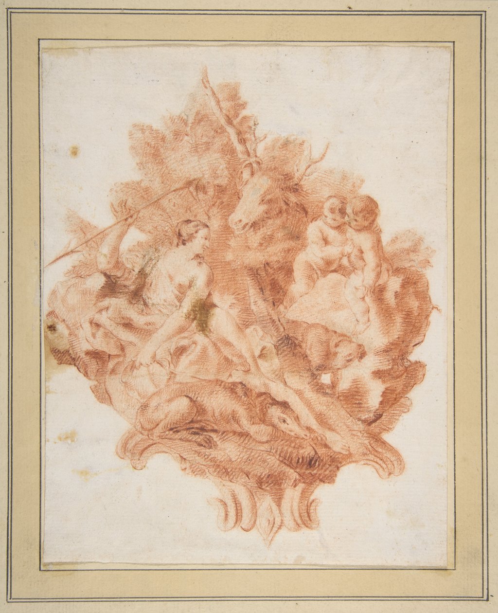 Vignette zur Illustration von Torquato Tassos "Gerusalemme Liberata" (X:78) tekijältä Giovanni Battista Piazzetta