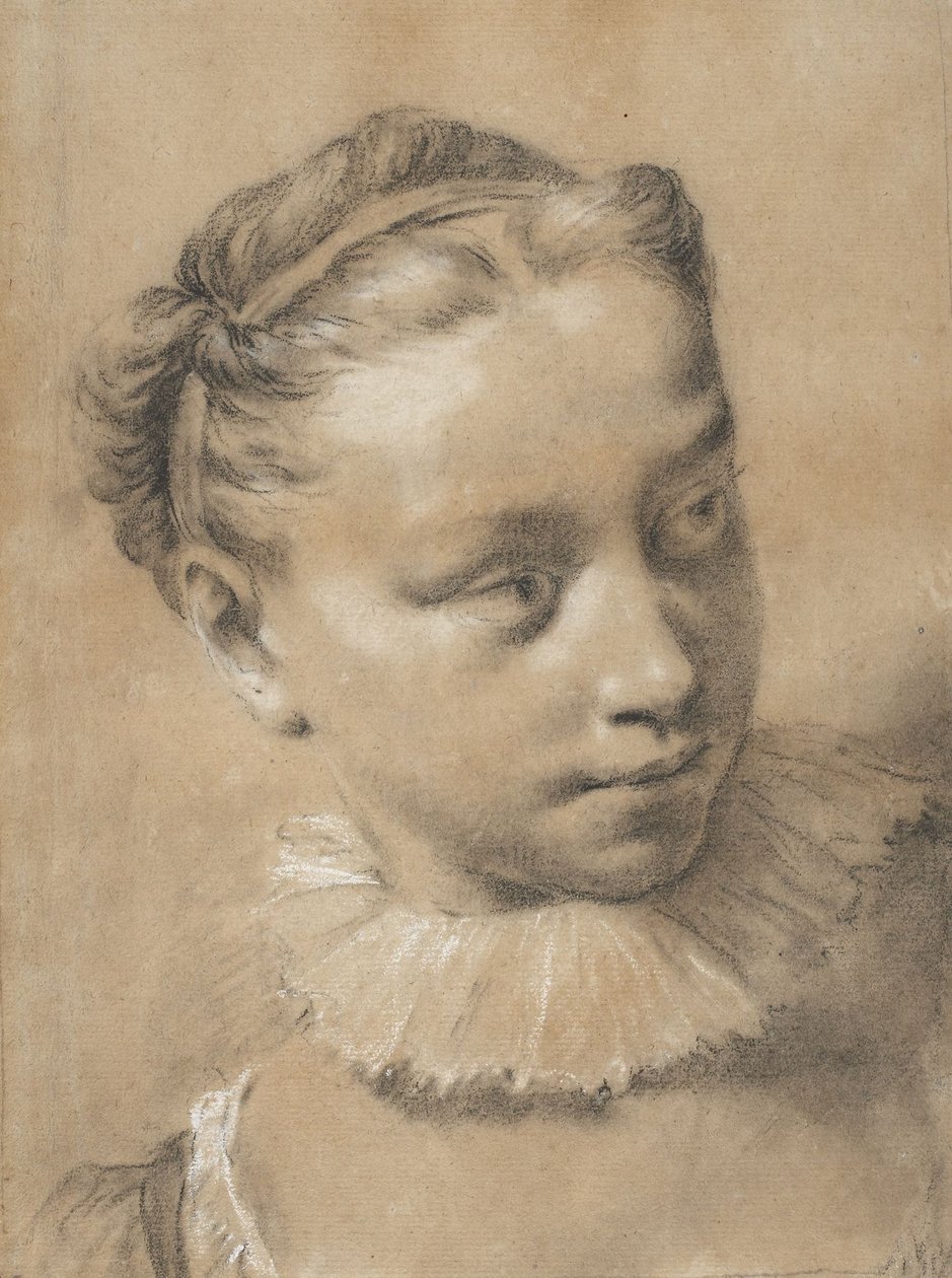Röyhelökaulusta käyttävä nuori tyttö tekijältä Giovanni Battista Piazzetta