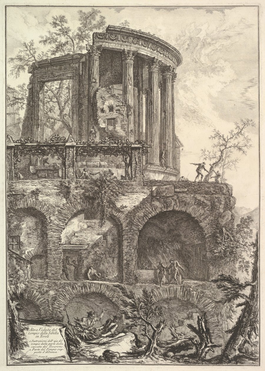 Altra V. del Tempio della Sibilla Tivolissa Toinen näkymä Sibin temppeliin ..., 1700-luku. tekijältä Giovanni Battista Piranesi