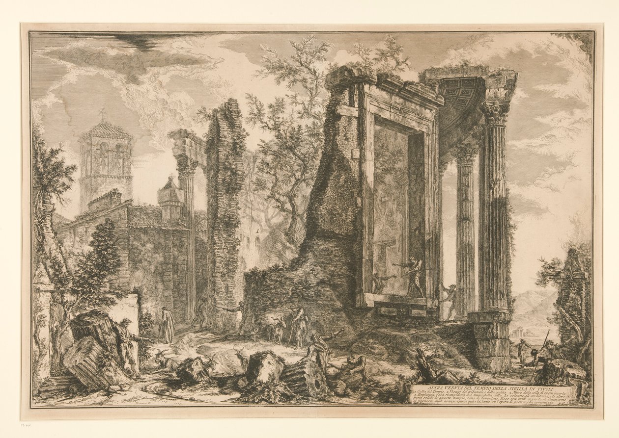 Toinen näkymä Sibylin temppelistä Tivolissa, Vedute di Romasta tekijältä Giovanni Battista Piranesi