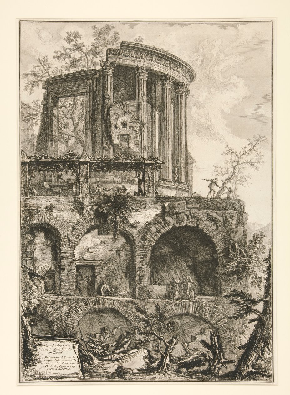 Toinen näkymä Sibylin temppelistä Tivolissa Vedute di Romasta tekijältä Giovanni Battista Piranesi