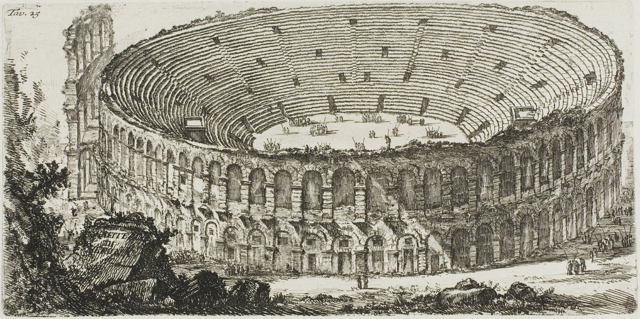 Veronan amfiteatteri, levy 25 joistakin näkymistä Riemukaarille ja muille monumenteille tekijältä Giovanni Battista Piranesi