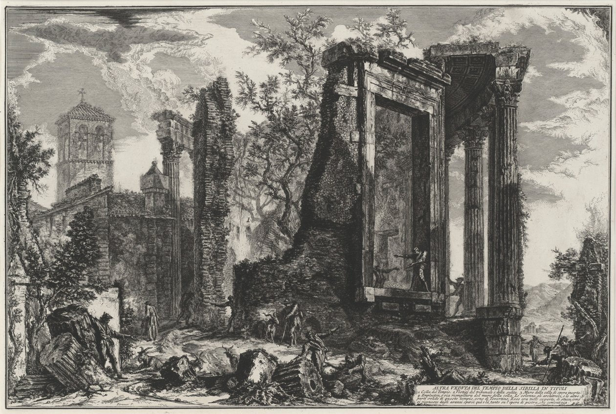 Toinen näkymä Tivolin Tempio della Sibillasta (teoksesta Vedute di Roma) tekijältä Giovanni Battista Piranesi