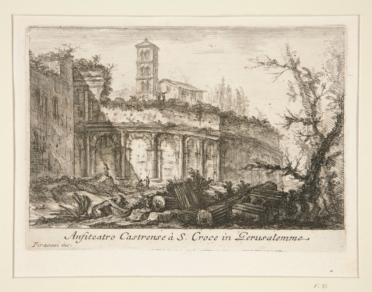 Castrensen amfiteatteri? S. Croce Gerusalemmessa (Amfiteatteri Castrense lähellä S. Crocea Gerusalemmessa), erilaisista näkymistä antiikin ja nykyajan Roomaan tekijältä Giovanni Battista Piranesi