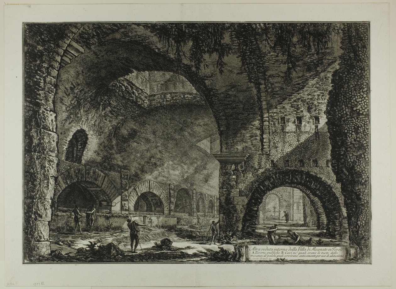 Toinen sisänäkymä Villa of Maecenasista, Tivolista, Rooman näkymistä tekijältä Giovanni Battista Piranesi