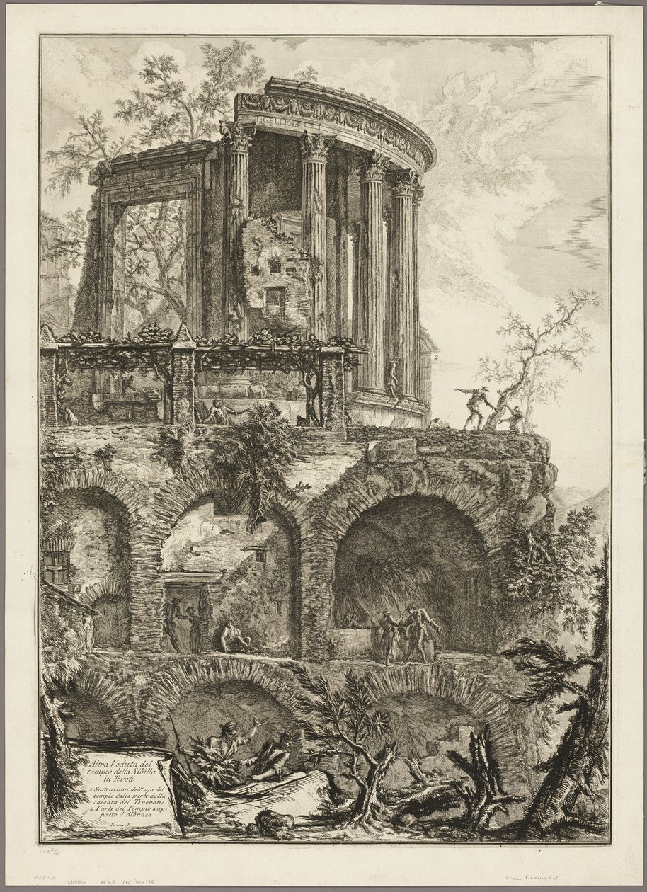Toinen näkymä Sibylin temppeliin Tivolissa Rooman näkymistä tekijältä Giovanni Battista Piranesi