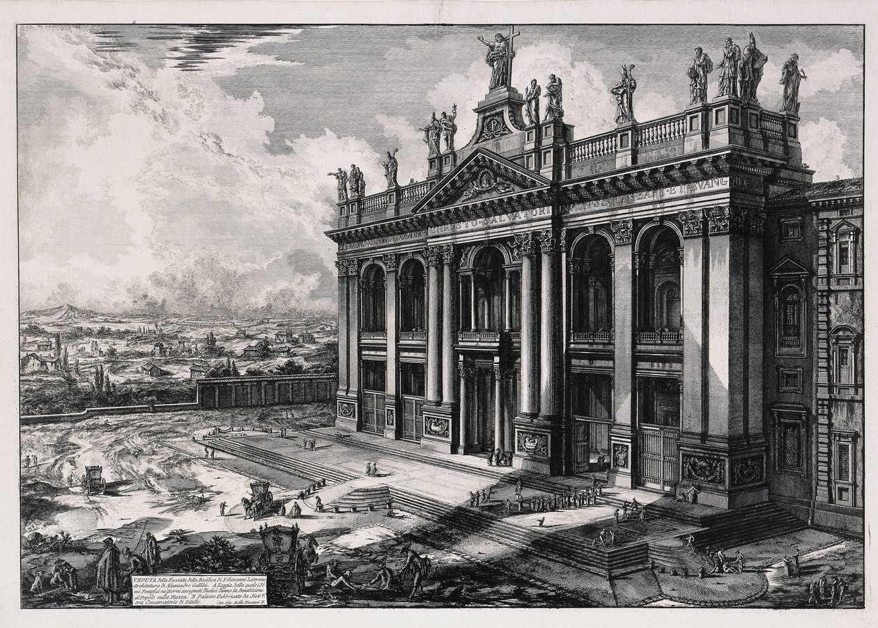 San Giovanni in Lateranon basilikan julkisivunäkymä (teoksesta: Vedute di Roma) tekijältä Giovanni Battista Piranesi