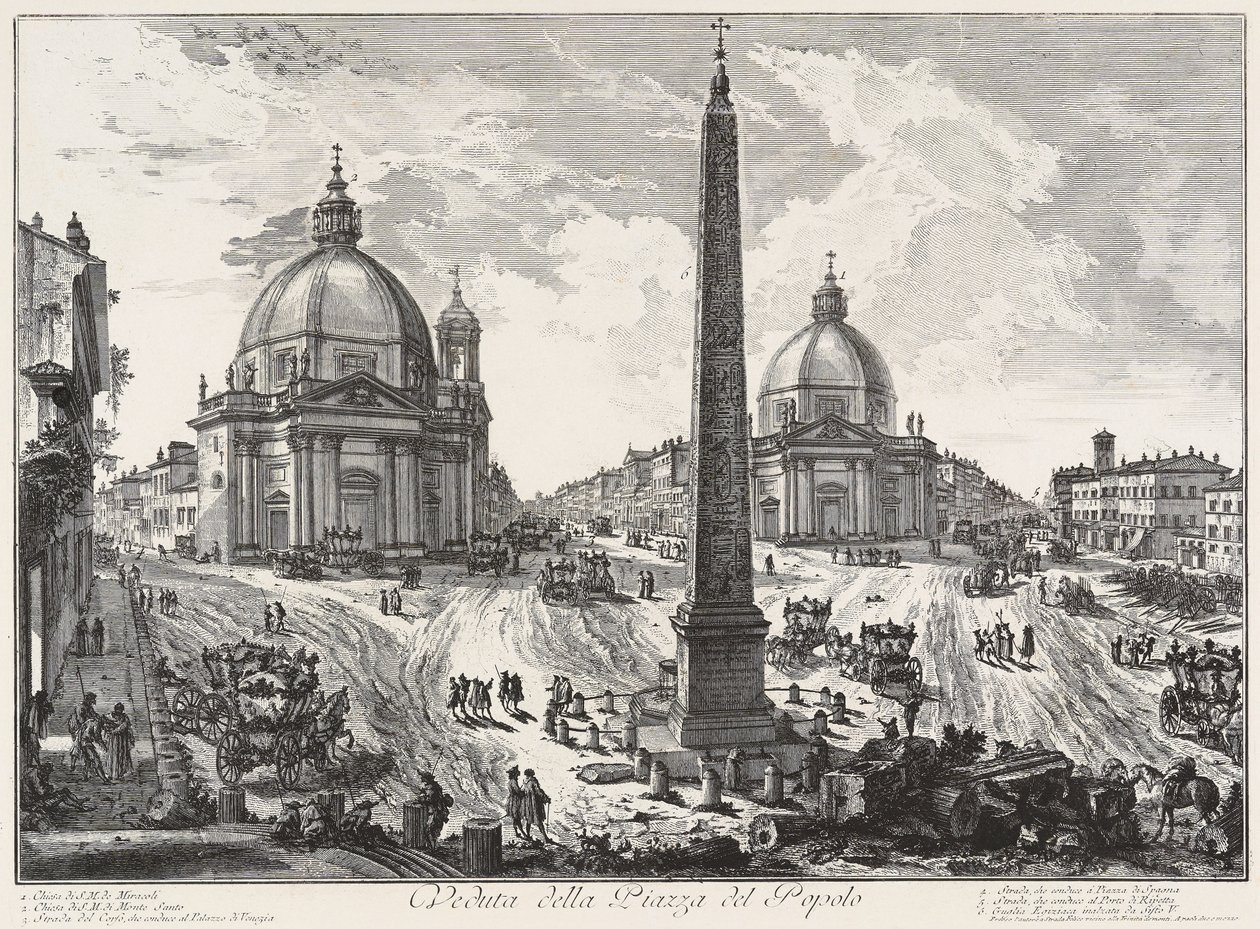 Näkymä Piazza del Popololle tekijältä Giovanni Battista Piranesi
