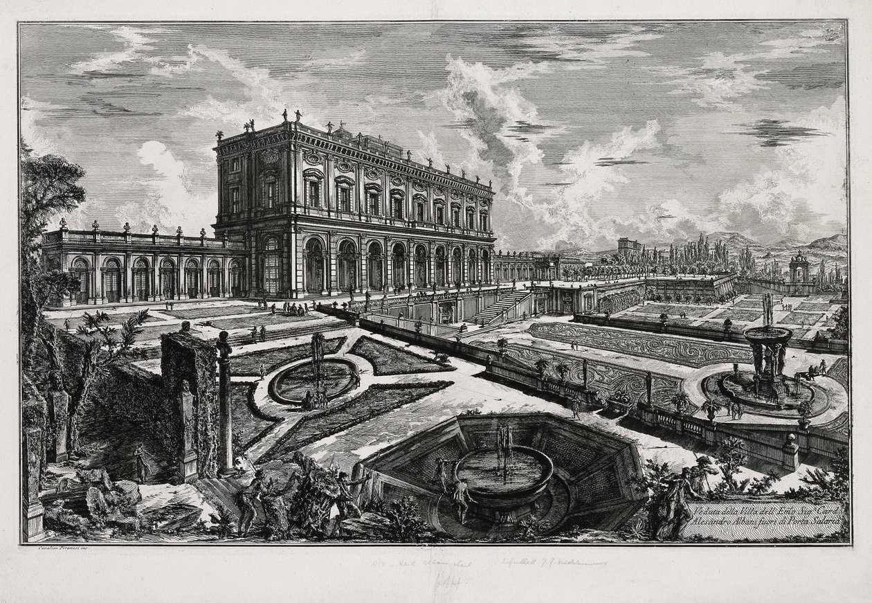Näkymä Villa Albanista Porta Salarian edustalla (teoksesta: Vedute di Roma) tekijältä Giovanni Battista Piranesi