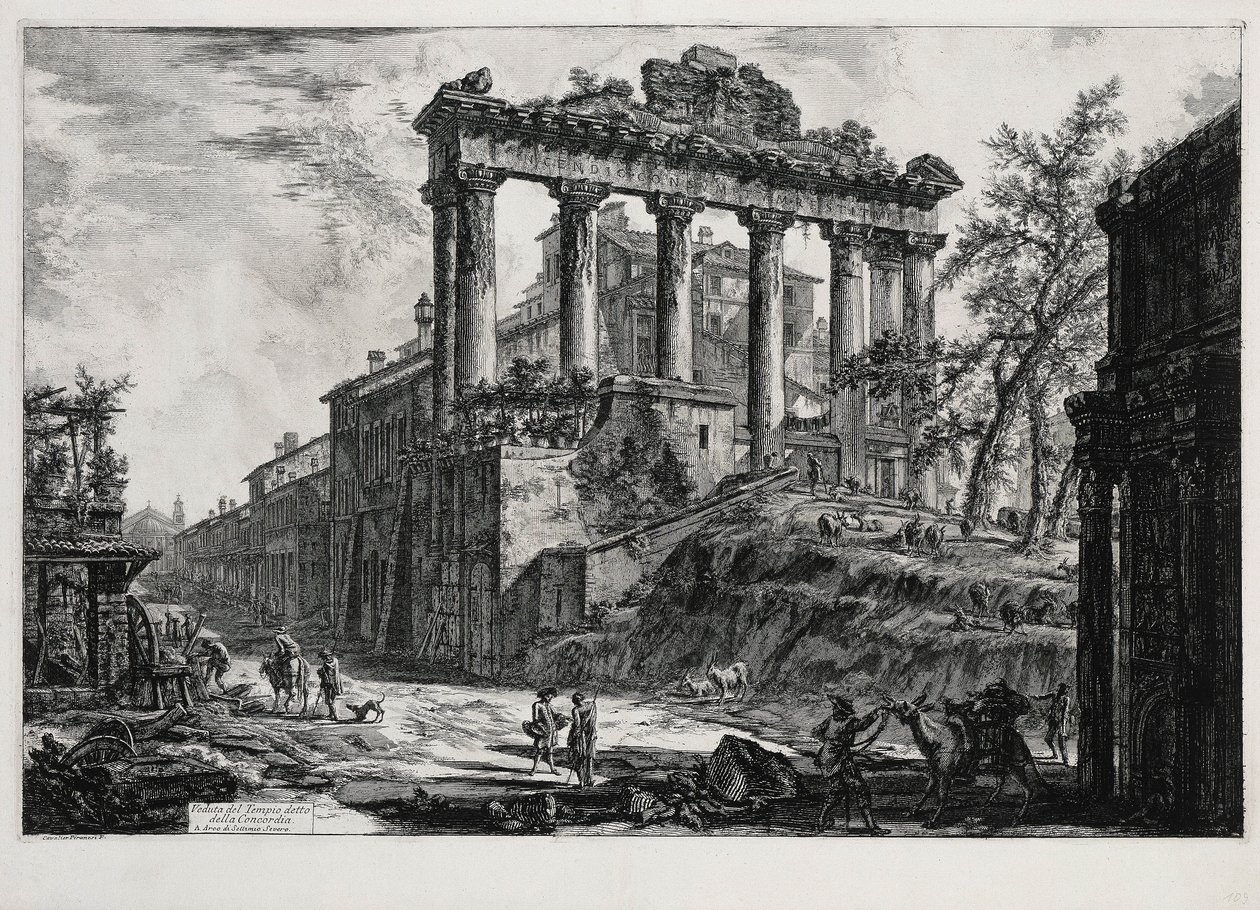 Näkymä Concordian temppelille (teoksesta: Vedute di Roma) tekijältä Giovanni Battista Piranesi
