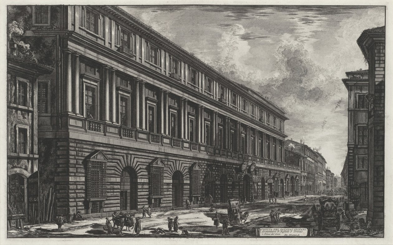 Näkymä Palazzo Stopanista (teoksesta Vedute di Roma) tekijältä Giovanni Battista Piranesi