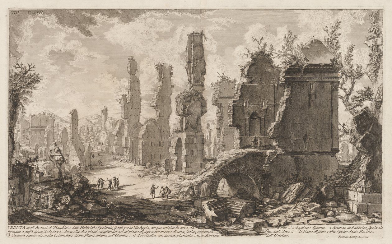 Rooman antiikki: Appian tapa. tekijältä Giovanni Battista Piranesi