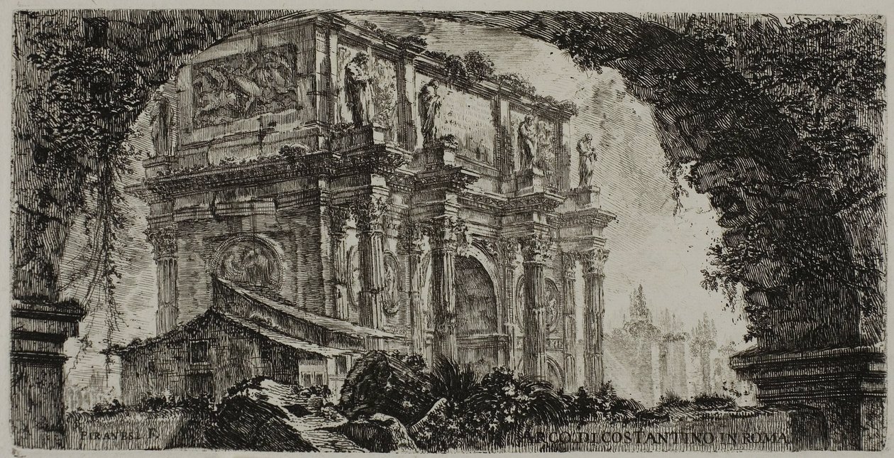 Konstantinuksen kaari Roomassa, levy 9 kohdasta Jotkut näkymät riemukaariin ja muihin monumentteihin tekijältä Giovanni Battista Piranesi