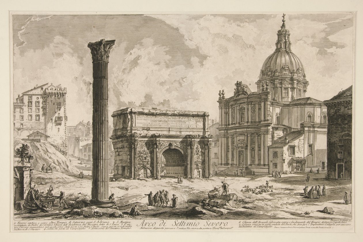 Septimius Severuksen riemukaari (Septimius Severuksen riemukaari), sarjasta "Näkymiä Roomasta" tekijältä Giovanni Battista Piranesi